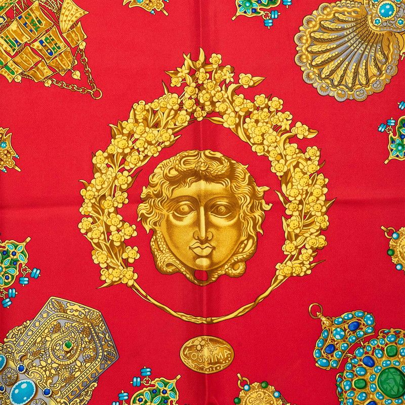 Hermes Carre 90 Kosmima Scarf Red Blue Silk — view 2