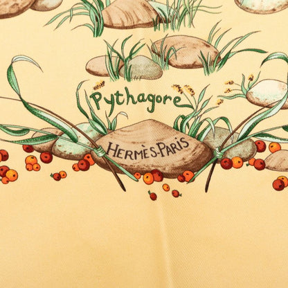 Hermes Carre 90 Pythagore Pythagoras Scarf Beige Multicolor Silk — view 3