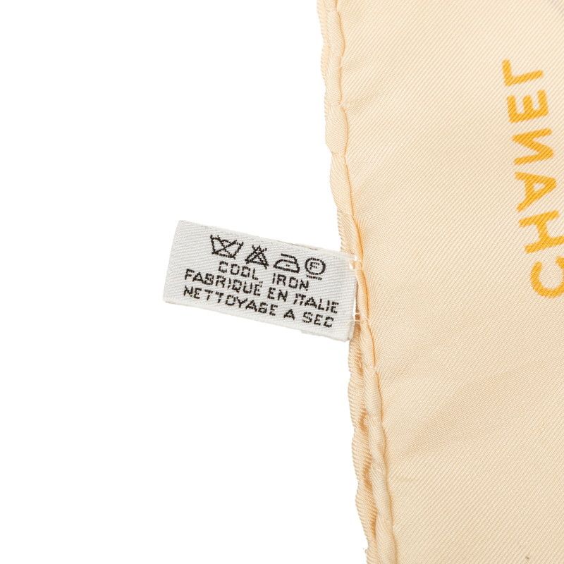 Chanel CC Logo Chain Pattern Scarf Ivory Silk — view 5
