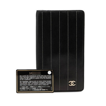 Chanel Mademoiselle Line CC Logo Wallet Black Lambskin — view 9