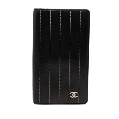 Chanel Mademoiselle Line CC Logo Wallet Black Lambskin