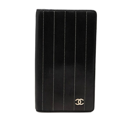 Chanel Mademoiselle Line CC Logo Wallet Black Lambskin