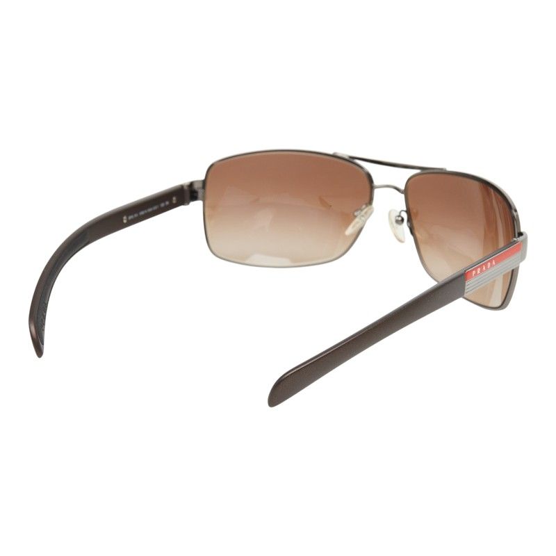 Prada Logo Sunglasses Brown Silver Acetate Metal Eyewear — view 3