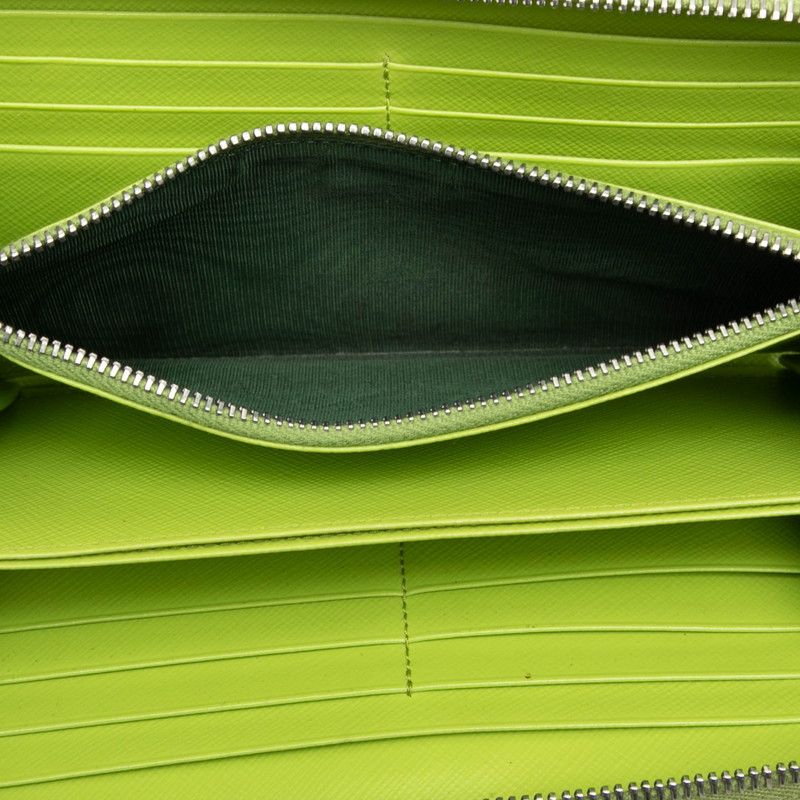 Prada Smart Watermelon Print Zip Around Wallet Green Pig Saffiano Leather — view 4
