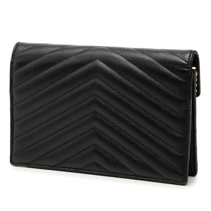 Saint Laurent YSL Logo Cassandra Envelope Chain Wallet Shoulder Bag Black — view 2
