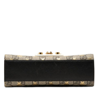 Gucci GG Supreme Padlock Small Chain Shoulder Bag Beige Black Leather — view 3