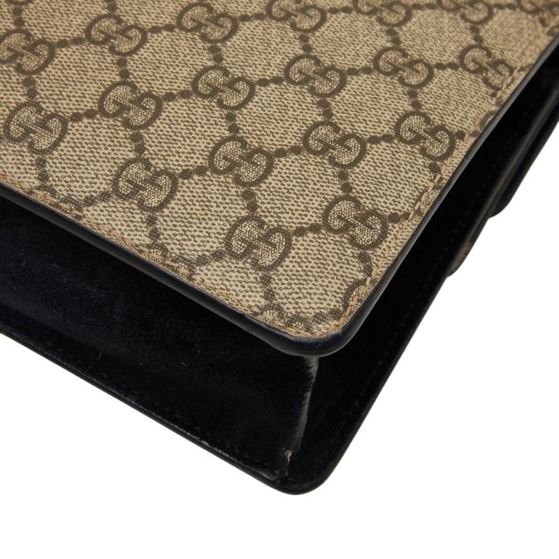 Gucci GG Supreme Dionysus Chain Shoulder Bag Beige Black Suede Leather — view 6