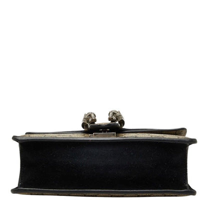 Gucci GG Supreme Dionysus Chain Shoulder Bag Beige Black Suede Leather — view 3