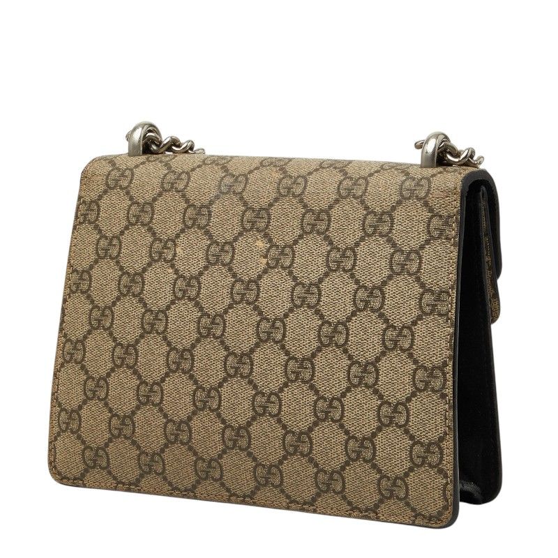 Gucci GG Supreme Dionysus Chain Shoulder Bag Beige Black Suede Leather — view 2
