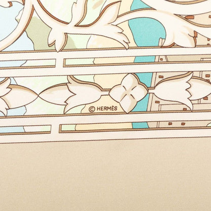 Hermes Carre 90 le Fleuve Sacre Sacred River Scarf Beige Multicolor Silk — view 3