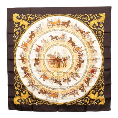 Hermes Carre 90 la Promenade de Longchamps Walk to Long Chien Scarf Brown