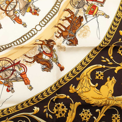 Hermes Carre 90 la Promenade de Longchamps Walk to Long Chien Scarf Brown — view 4