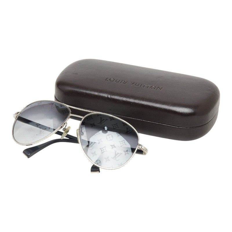 Louis Vuitton Monogram Conspiration Pilot Sunglasses Gray Silver Metal Acetate — view 6