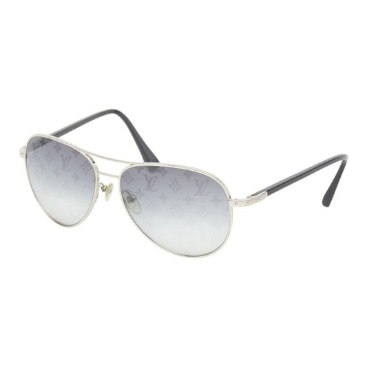Louis Vuitton Monogram Conspiration Pilot Sunglasses Gray Silver Metal Acetate