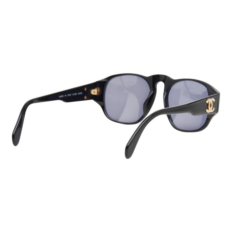 Chanel CC Logo Sunglasses Black Acetate Eyewear — view 3