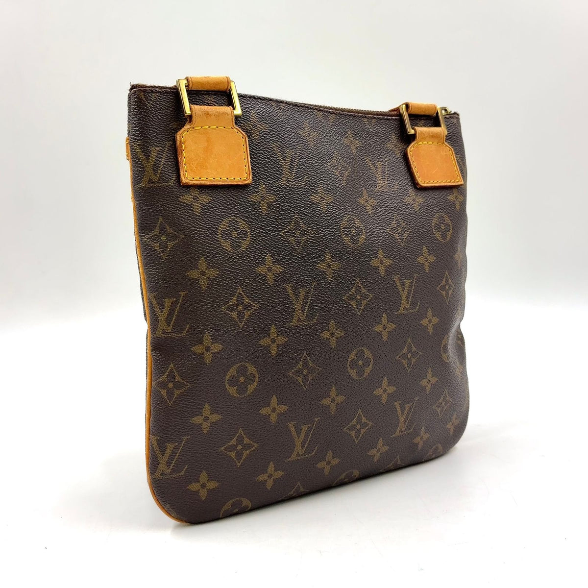 Louis Vuitton Pochette Bosphore Monogram Leather Brown Shoulder Bag Gold — view 2