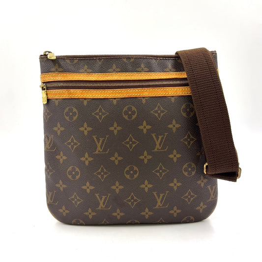 Louis Vuitton Pochette Bosphore Monogram Leather Brown Shoulder Bag Gold