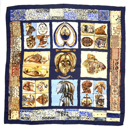 Hermes Carre 90 Persona Silk Navy Scarf