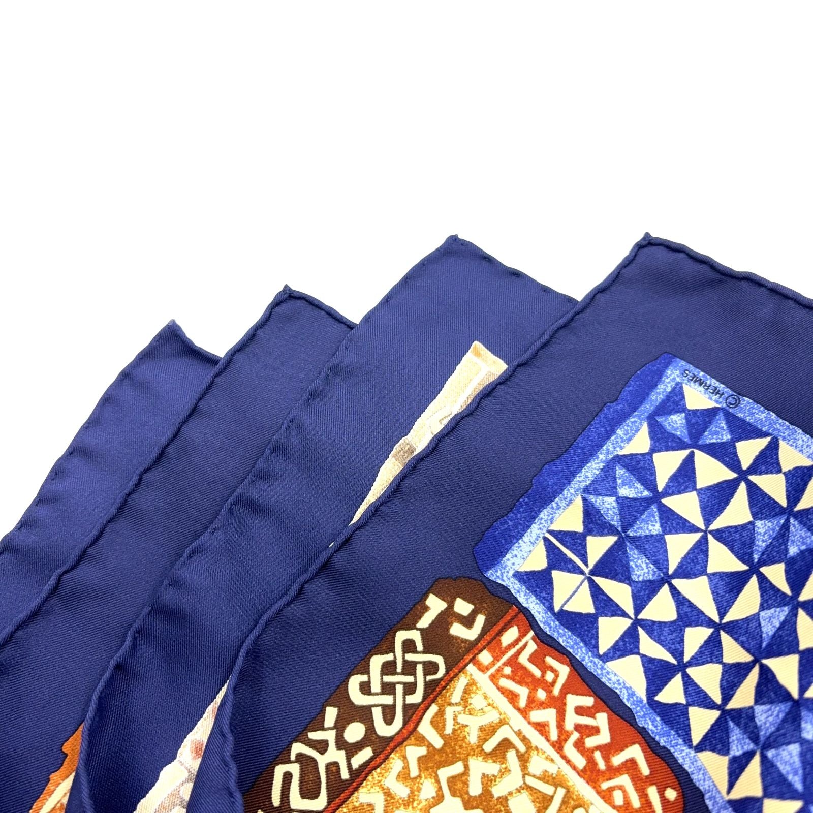 Hermes Carre 90 Persona Silk Navy Scarf — view 4