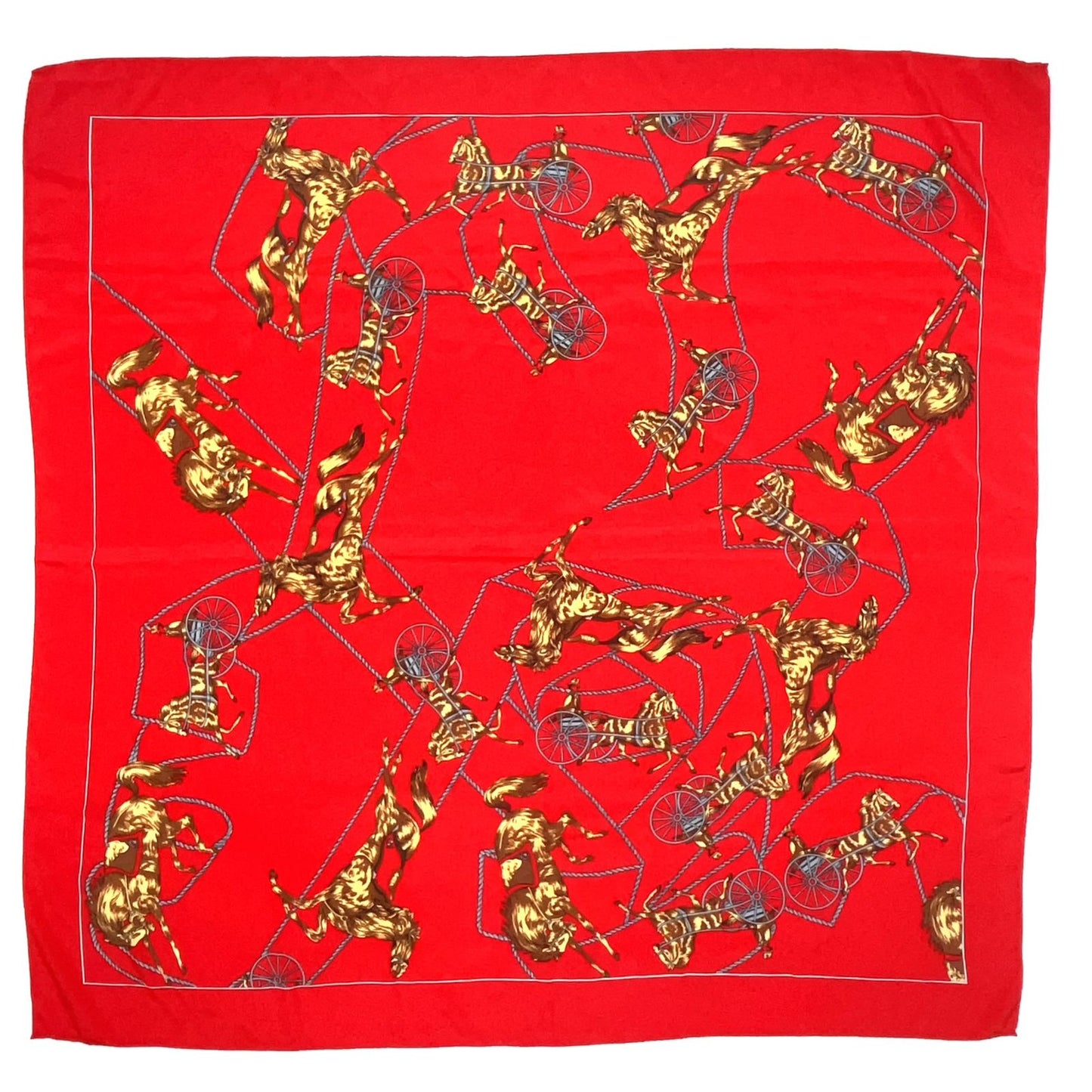 Hermes Carre 90 Clip Silk Red Scarf