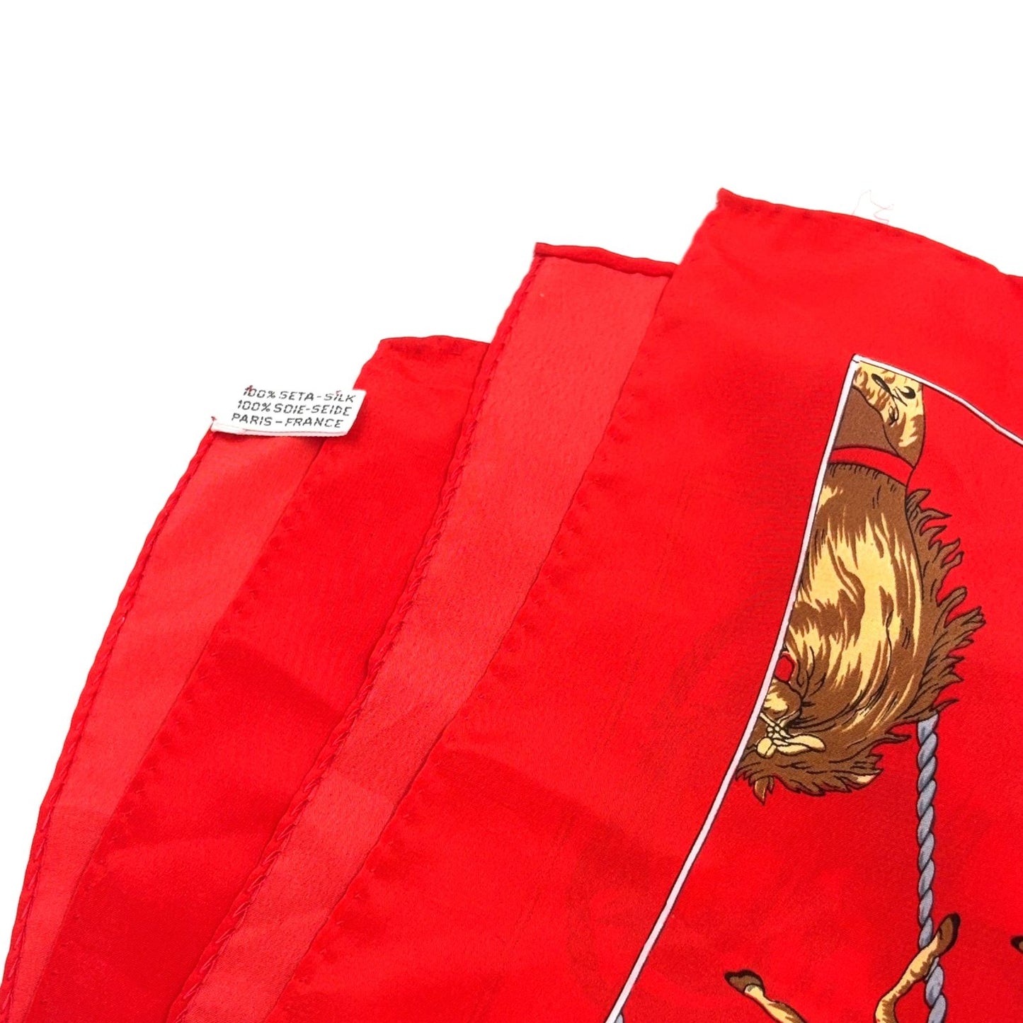 Hermes Carre 90 Clip Silk Red Scarf — view 3