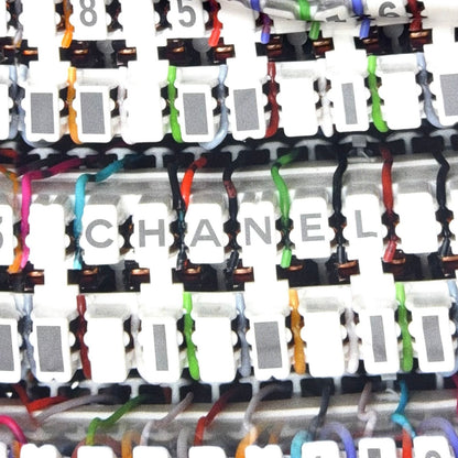 Chanel Logo Graphic Silk White Multicolor Large Shawl Scarf — view 3