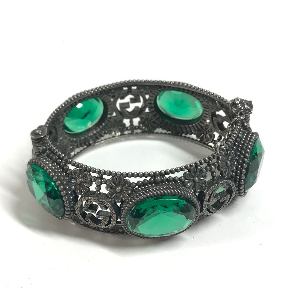 Gucci Bangle Interlocking G Stone Bijou Silver Bracelet
