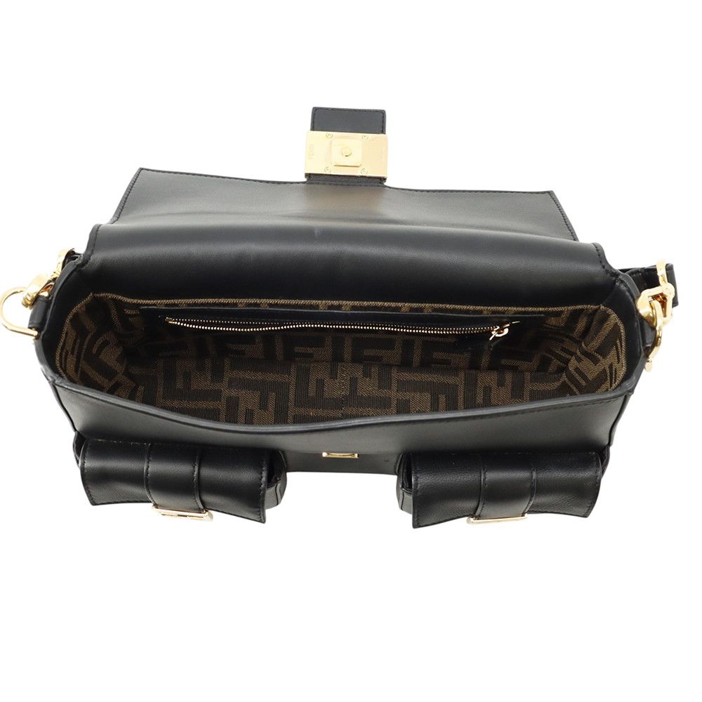 Fendi Multi Pocket Baguette Leather 2-Way Shoulder Bag Black — view 6