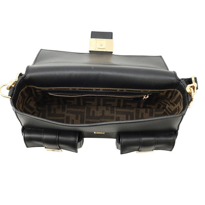 Fendi Multi Pocket Baguette Leather 2-Way Shoulder Bag Black — view 6