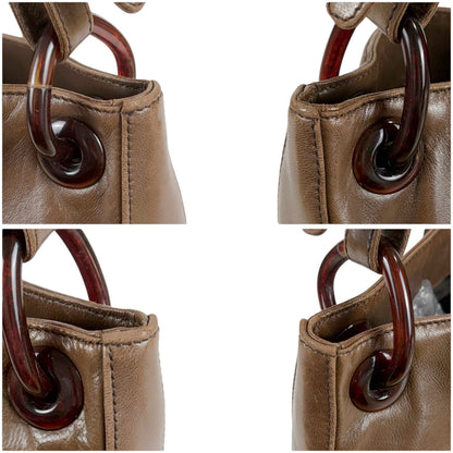 Prada Plastics Chain Hobo Leather Plastic Shoulder Bag Nappa Brown — view 6