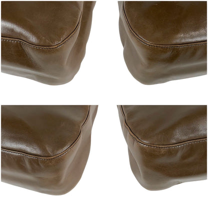 Prada Plastics Chain Hobo Leather Plastic Shoulder Bag Nappa Brown — view 7