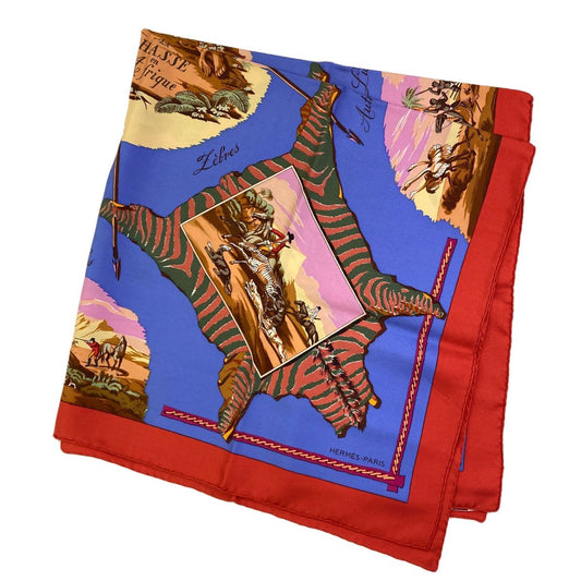 Hermes Carre 90 African Hunt Scarf Silk