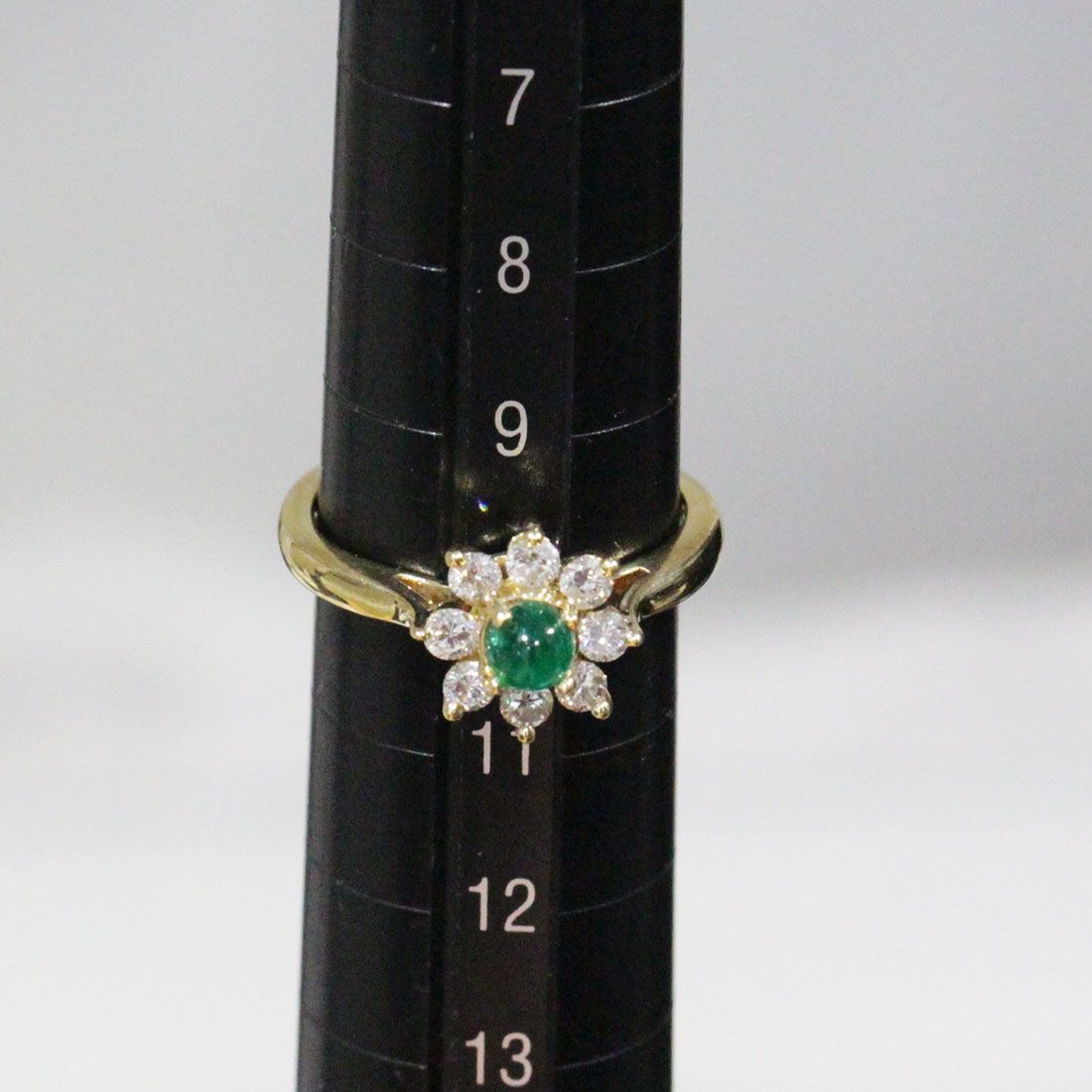 Tiffany & Co Flo Diamond Emerald Ring 750 18K Yellow Gold — view 6