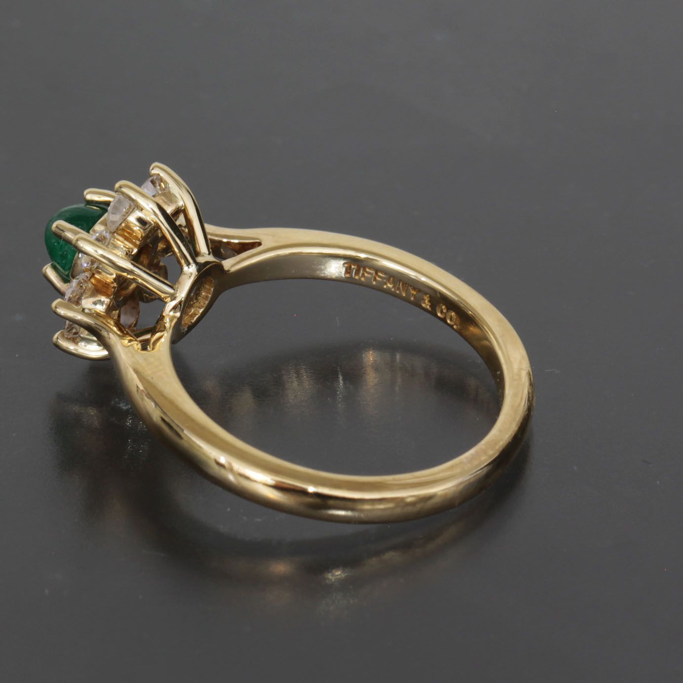 Tiffany & Co Flo Diamond Emerald Ring 750 18K Yellow Gold — view 3
