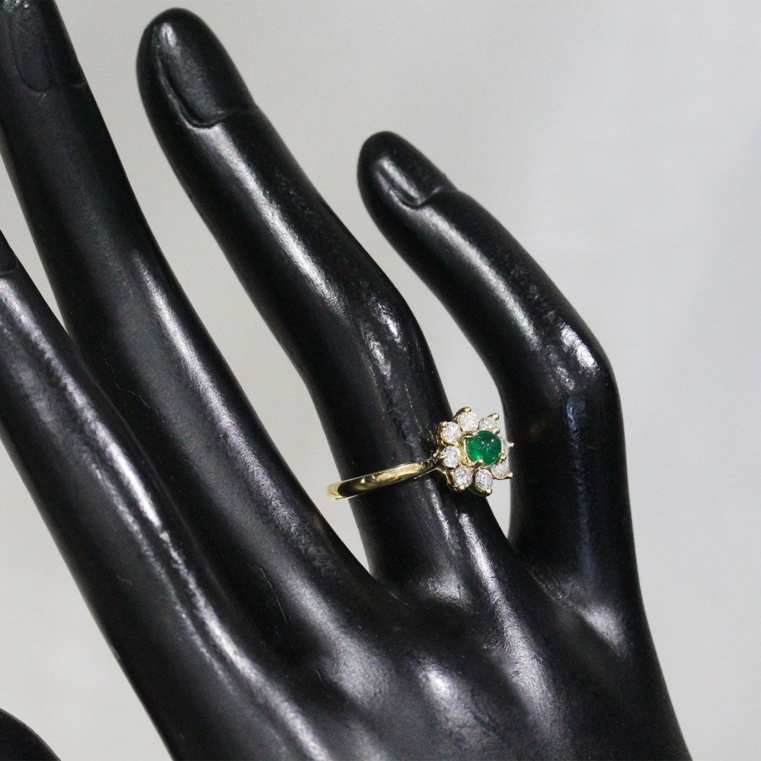 Tiffany & Co Flo Diamond Emerald Ring 750 18K Yellow Gold — view 7