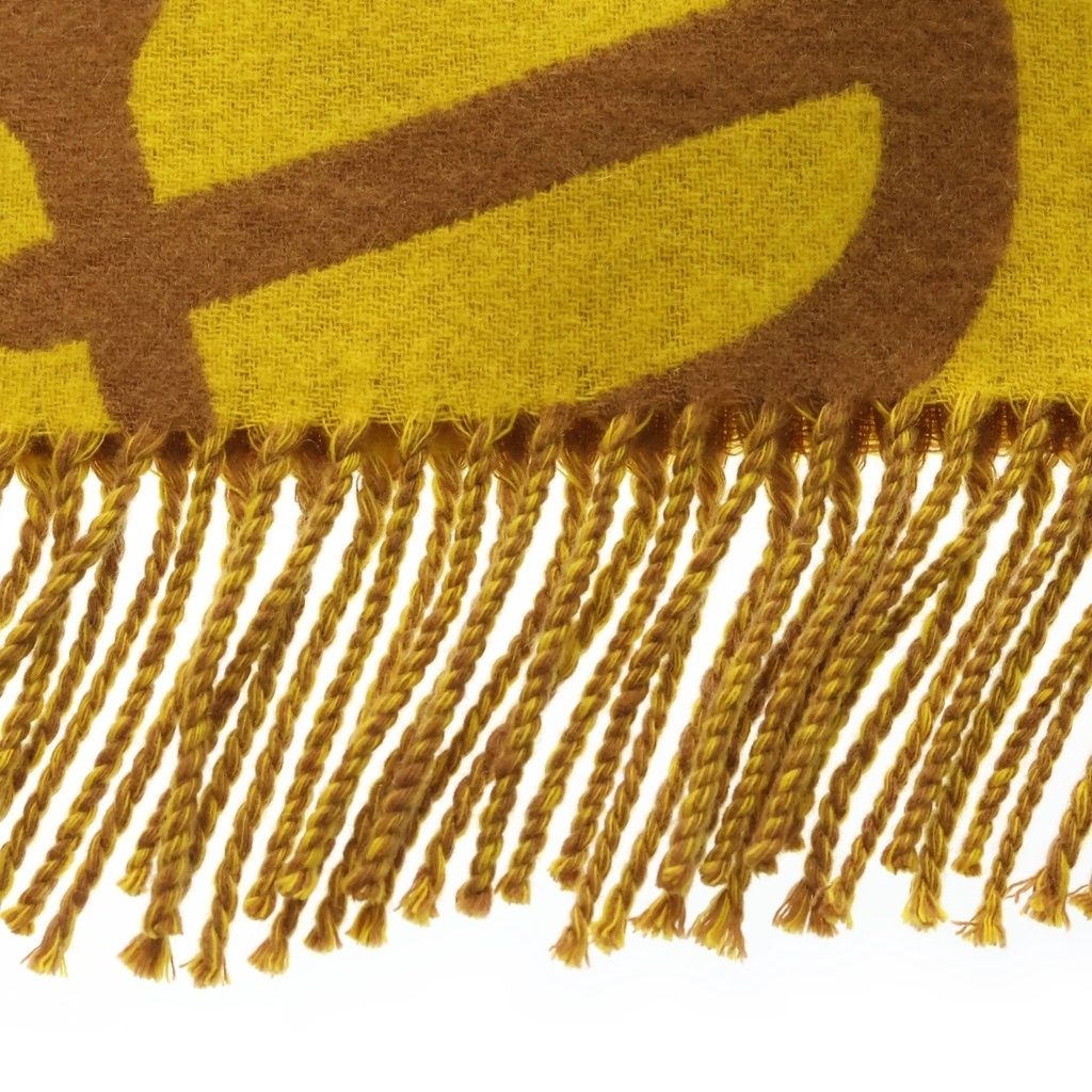 Hermes Buckle &camaille Cashmere Scarf Shawl Yellow Brown — view 3