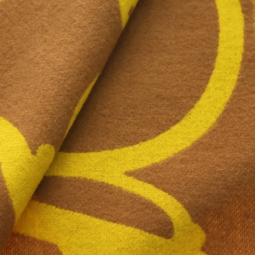 Hermes Buckle &camaille Cashmere Scarf Shawl Yellow Brown — view 4