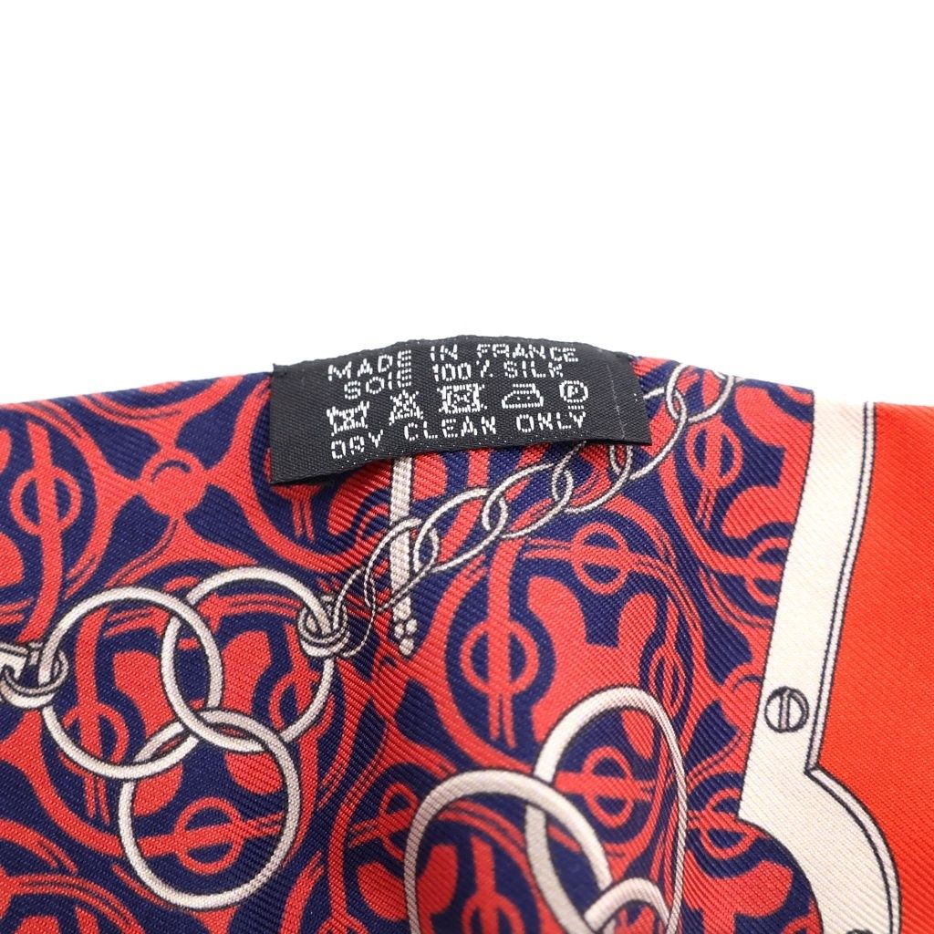 Hermes Twilly Horse Bit and Chain Silk Scarf Red Navy — view 5