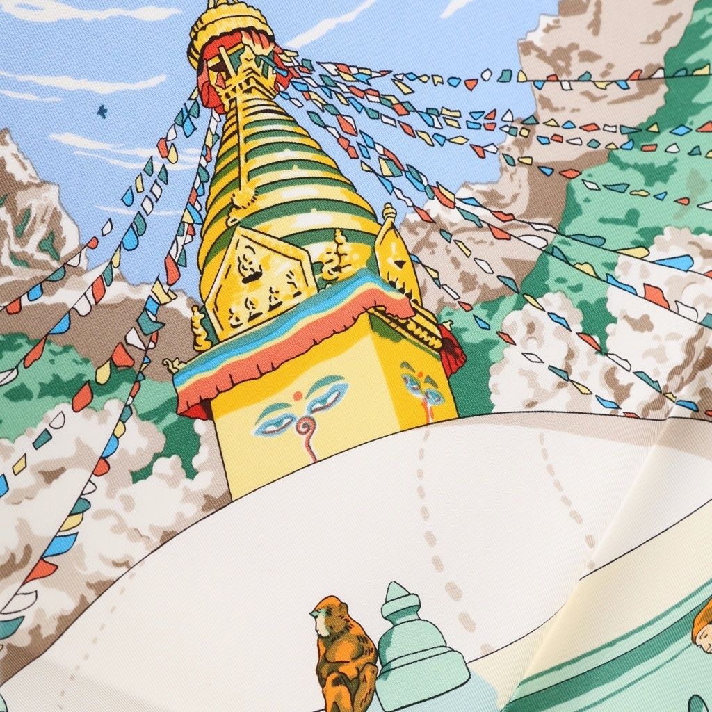 Hermes Carre 90 Prieres au Vent Prayer in the Wind Scarf Multicolor — view 3