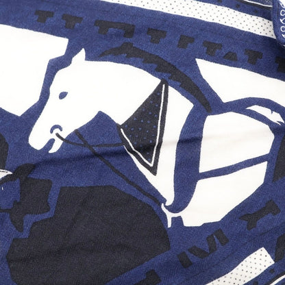 Hermes Ju Shawl Navy Scarf — view 4