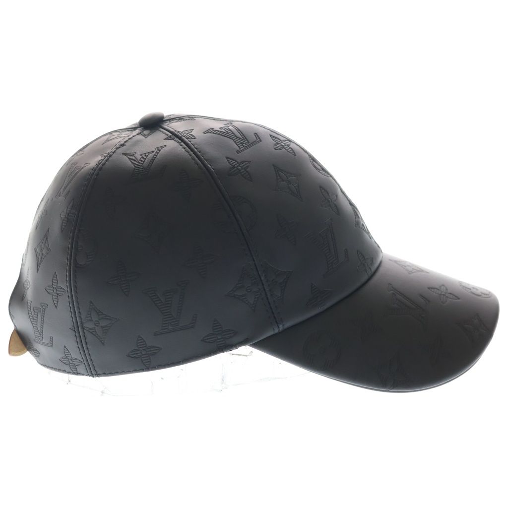 Louis Vuitton Monogram Shadow Subo Cap Hat Logo Leather Black — view 3