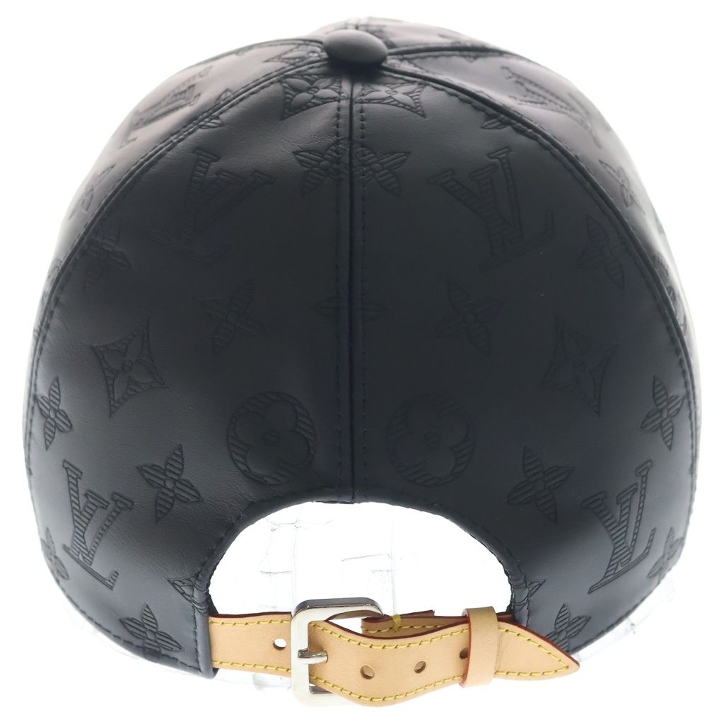 Louis Vuitton Monogram Shadow Subo Cap Hat Logo Leather Black — view 2
