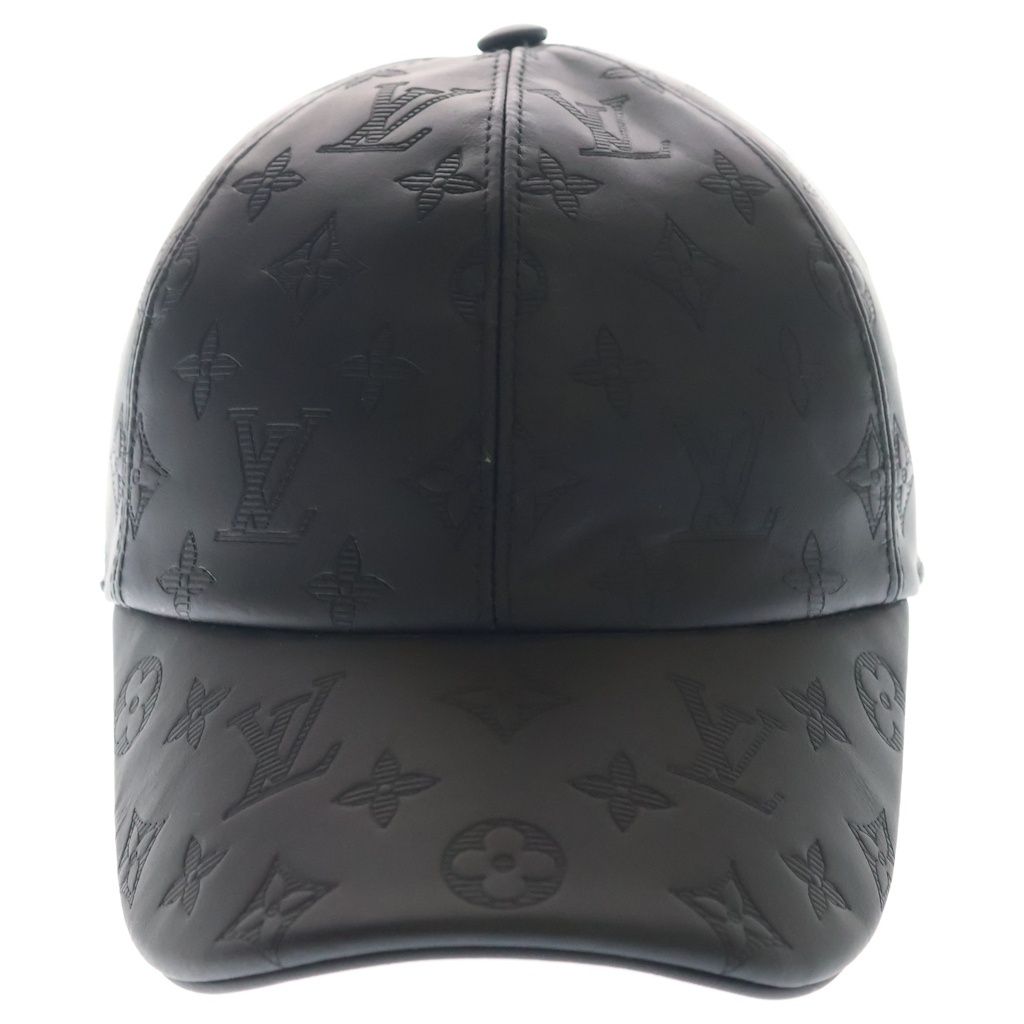 Louis Vuitton Monogram Shadow Subo Cap Hat Logo Leather Black — view 4