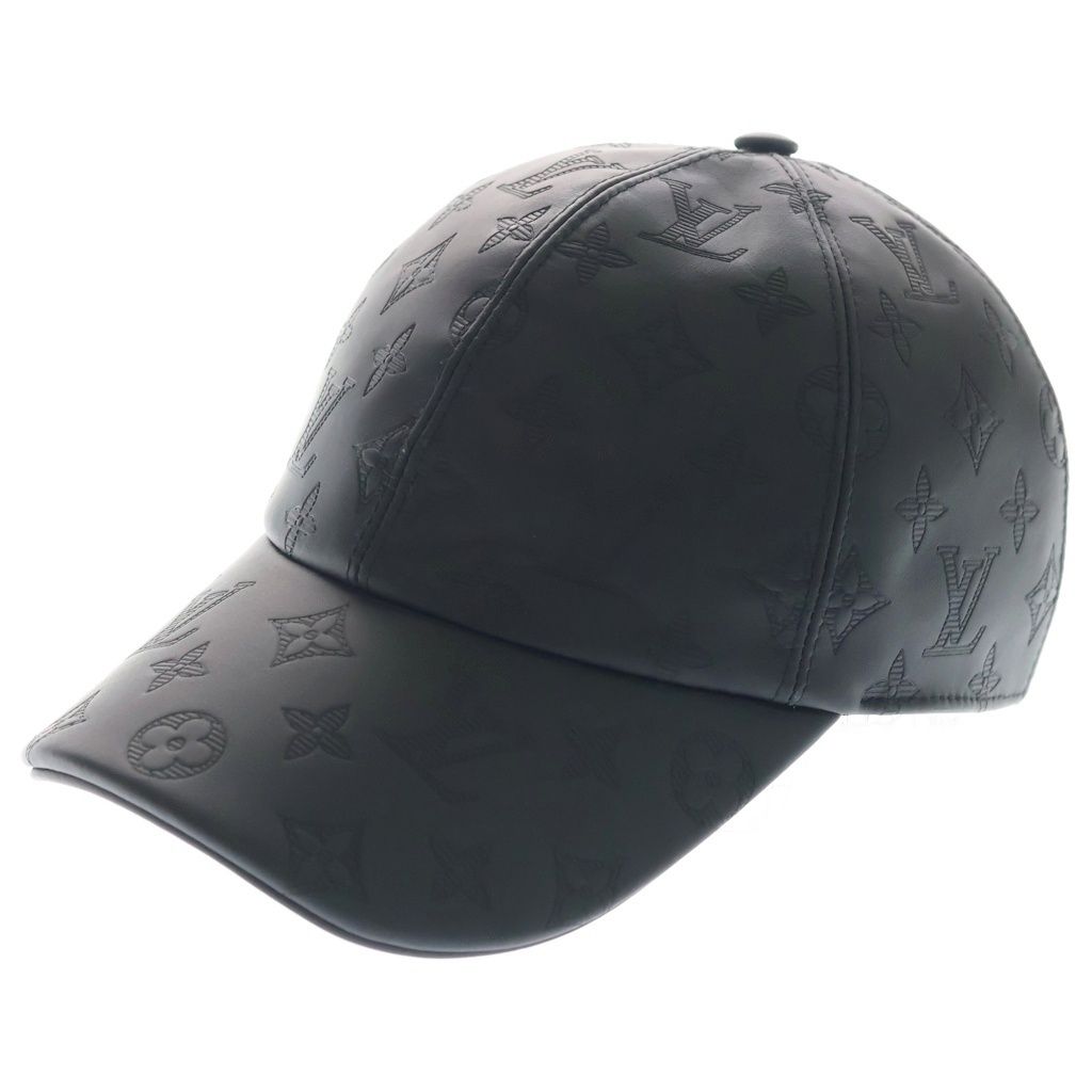 Louis Vuitton Monogram Shadow Subo Cap Hat Logo Leather Black