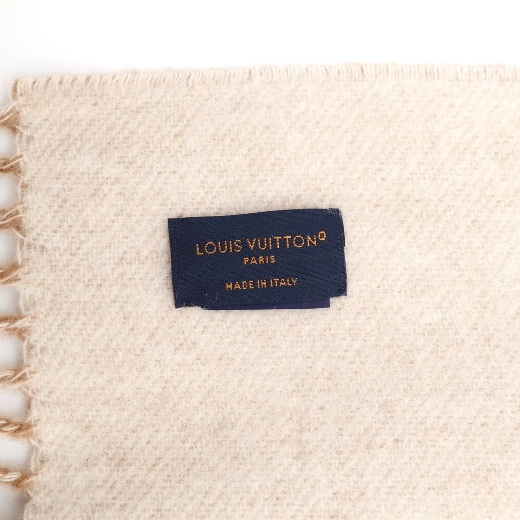 Louis Vuitton Monogram Reykjavik Scarf Shawl Cashmere Logo Beige White — view 5