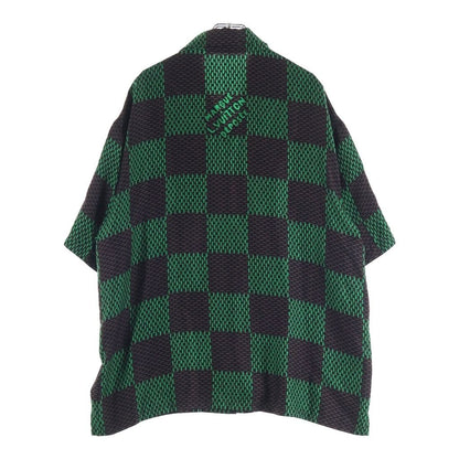 Louis Vuitton Damier Silk Short Sleeveshirt All Over Pattern Green Brown — view 2