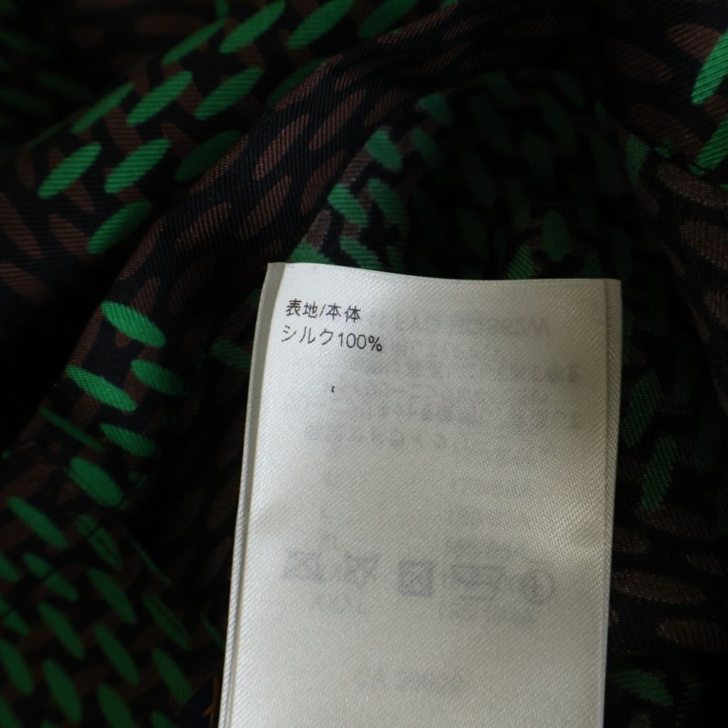 Louis Vuitton Damier Silk Short Sleeveshirt All Over Pattern Green Brown — view 7