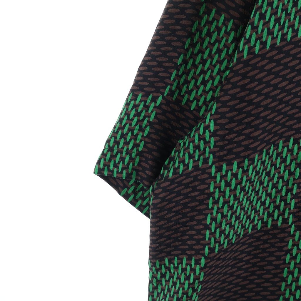 Louis Vuitton Damier Silk Short Sleeveshirt All Over Pattern Green Brown — view 5