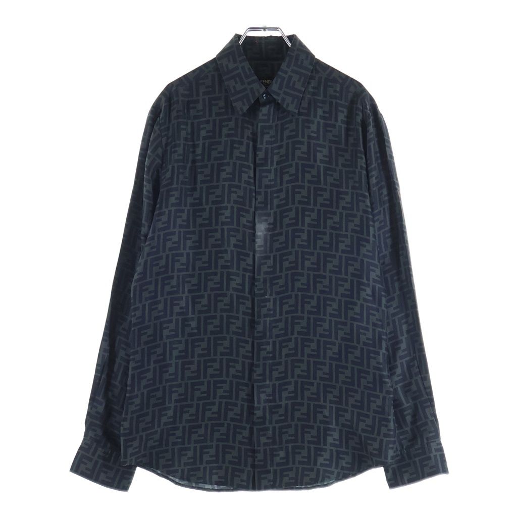 Fendi Zuccaall Over Pattern Long Sleeve Shirt Black 39