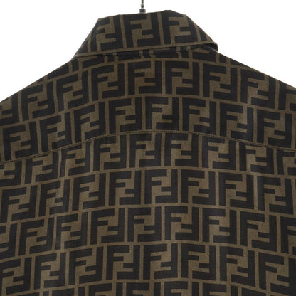 Fendi Zucca Pattern Silk Long Sleeve Shirt All Over Regular Color Logo Brown — view 4